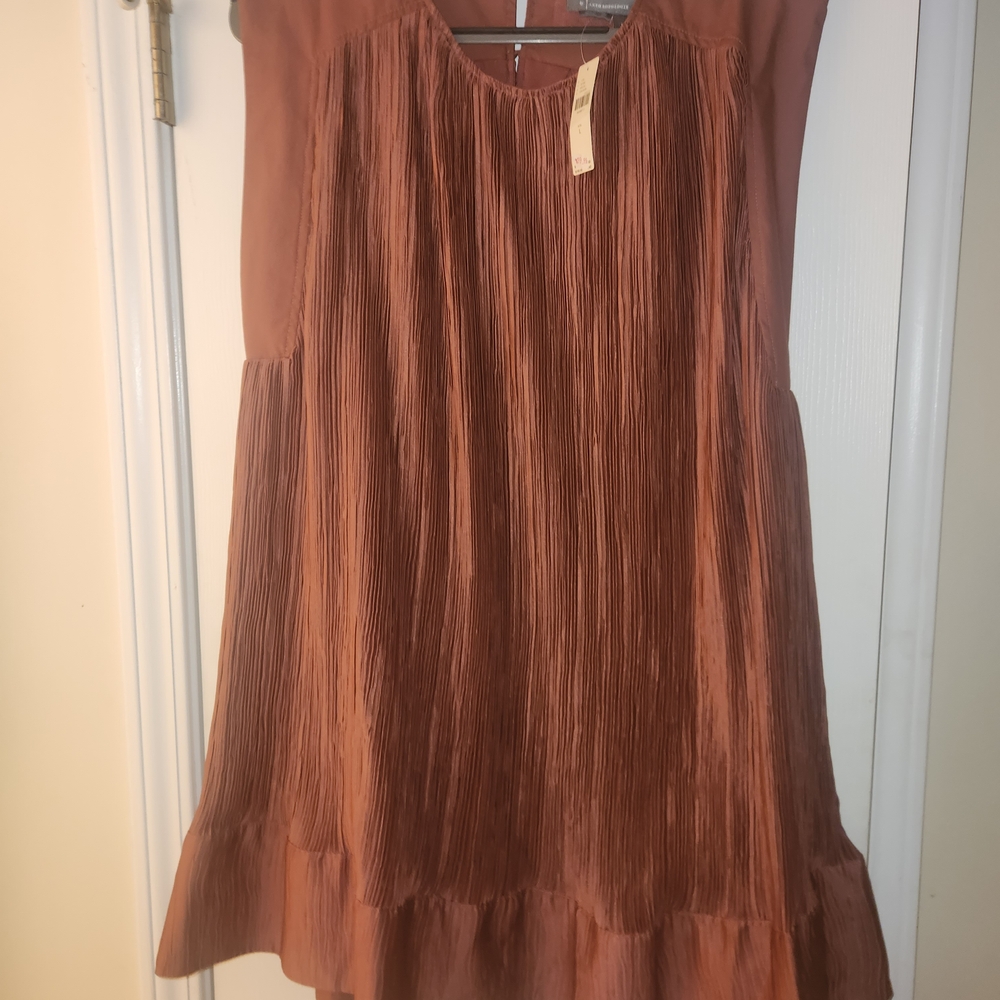 Anthropologie Rust Pleated Dress